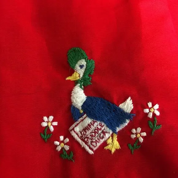 Vintageβ Beatrix Potter Embroidered Dress Red Jemima Puddleduck 70s 80s 4T Rare - Picture 3 of 11